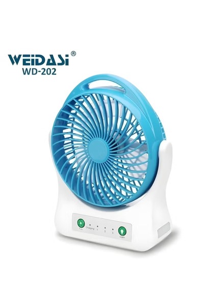 weidasi مروحة قابلة لإعادة الشحن مع إضاءة LED - ميزة بنك الطاقة لشحن الهواتف ...