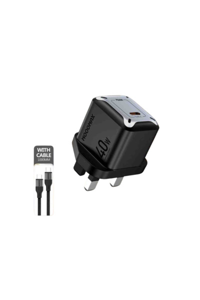 MOOGMAX Mog Max Rass 40W Dual Type-C Cable Home Charger - Black