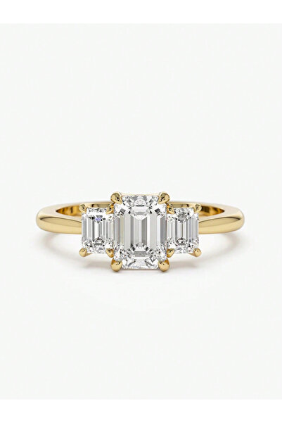 choice2 6 Golden 925 Sterling Silver Gorgeous Shiny Rectangle Zircon Ring For...