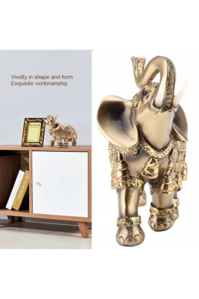 NO BRAND Figurină elefant indian fericit, bronz, fericire, Feng Shui, auriu