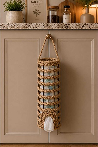 Egindra Wicker Weave Bohemian Style Cylinder Bag Holder Bag Basket Organizer ...