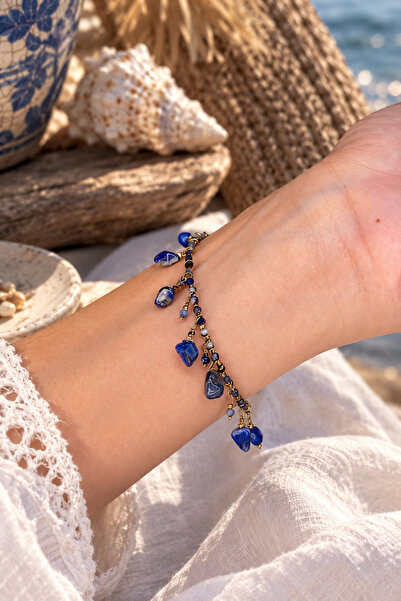By Song Aksesuar Lapis Lazuli Dangling Natural Stone Bracelet