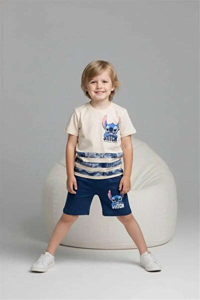 LUFFY KİDS Printed Boys' T-Shirt and Shorts Set 1055