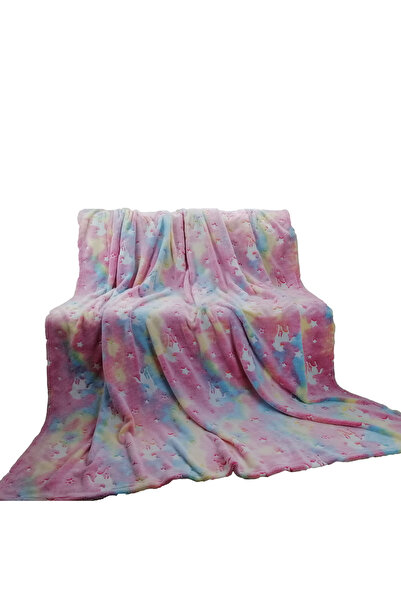 Cotton World Pătură fosforescentă 150x200 Unicorn și Stele Fluorescente
