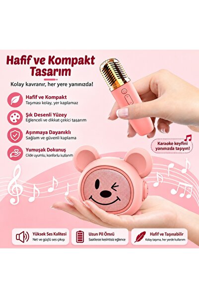 Zoli Bluetooth Hoparlör ve Çocuk Karaoke Mikrofon Taşınabilir Kablosuz Karaoke Seti Ses Bombası Type-C Şarj