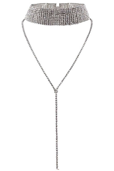 VeeShop Choker lat luxury, din siruri de cristale, cu fir lung pe decolteu - ...