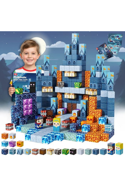 OEM Set 200 piese magnetice de construcție - Minecraft Blocks Blue Castle