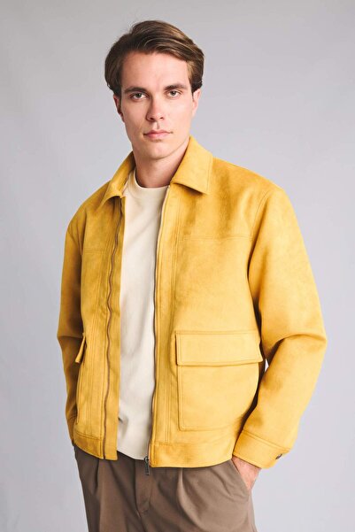DeFacto Regular Fit Polo Collar Lined Zippered Suede Jacket H2225Ax26Au