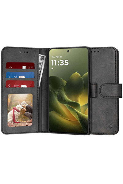 Techsuit Husă pentru Motorola Edge 70, tip agendă, negru - negru