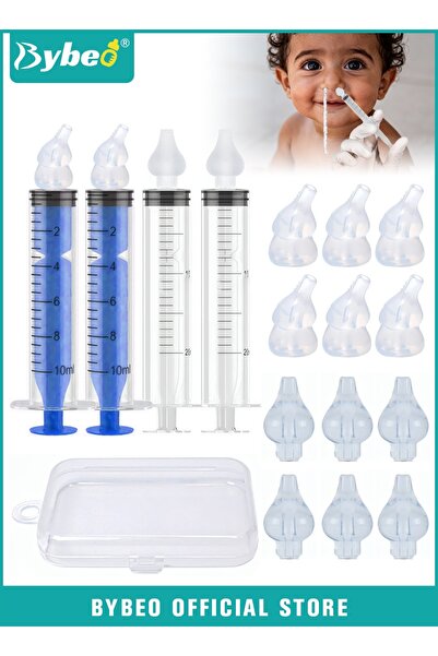 BYBEO 4 Pcs Baby Nasal Irrigator with 12 Silicone Tips, Nasal Wash Syringe fo...