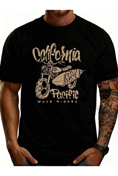 4CR قميص رجالي بأسلوب كاجوال بتصميم California Wave Riders للدراجات النارية، ...