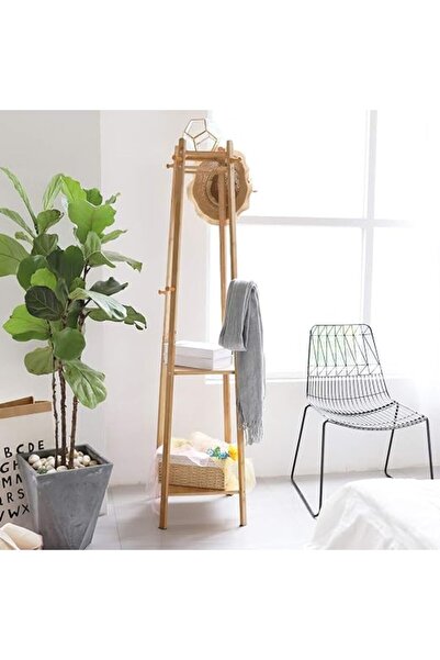 WISFOR Medla Bamboo Clothes Hanger Stand: Coat Rack with 2 Freestanding Tree-...