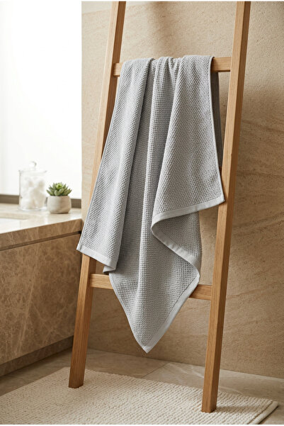 Menderes Home La Notte Pirinç Knitted 100% Cotton 90X145 Bath Towel Gray