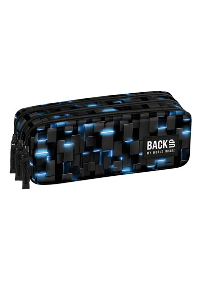 Derform Penar BackUp7, 22x9x9 cm, model lumini neon, cu 3 compartimente, PB7G44