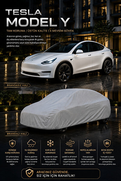 PJ & Me Tesla Model Y Premium Araç Brandası | 4 Mevsim Su Geçirmez Oto Koruma...