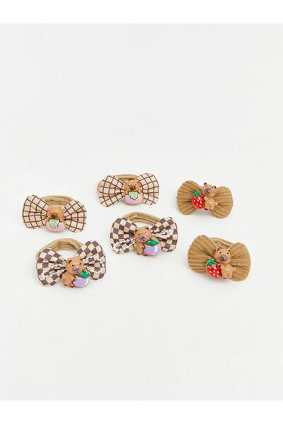 LC Waikiki مجموعة مشابك شعر مزينة بفيونكات للفتيات (6 قطع) (W6)