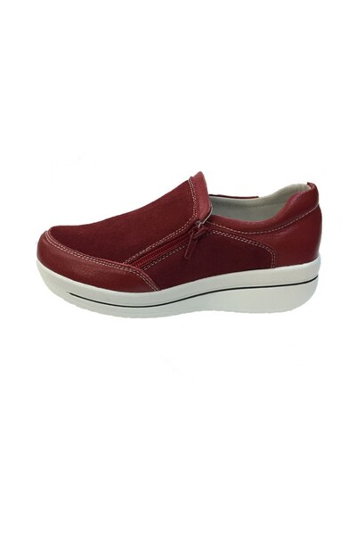 OEM Pantof casual din piele naturala de culoare marsala