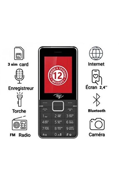 İtel هاتف محمول it5615 بثلاث شرائح SIM، شاشة 2.4 بوصة، بطارية 2500 مللي أمبير، راديو FM - أسود مغناطيسي