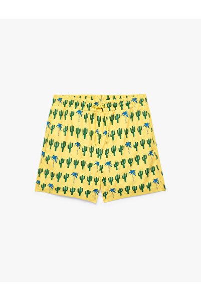 Koton Comfortable Fit, Tie-Waist, Patterned Swim Shorts