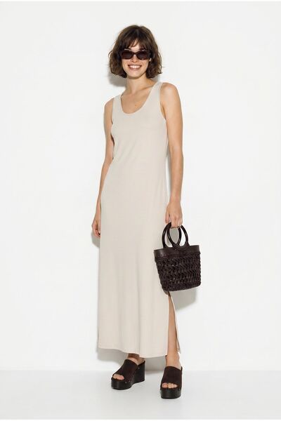 Hiccup LUCCI Rochie Maxi Dreaptă, Fără Mâneci, Cu Șliț