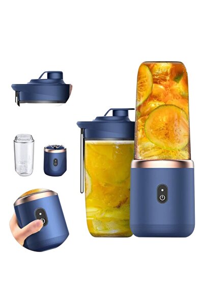 Generic Storcător de fructe și legume portabil, 400ml, Încărcare USB, Albastru