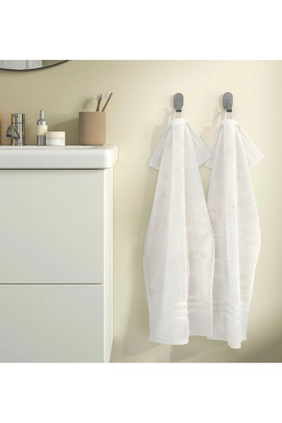 TEZPAZAR 2 Adet Küçük Banyo Havlusu 40x70 Cm Askılı El Yüz Havlusu Seti Beyaz...