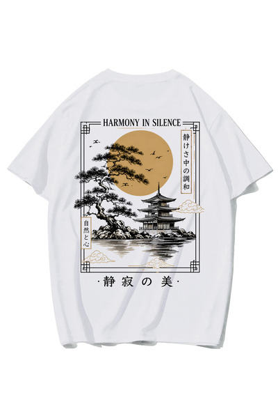 BRZ COLLECTION Unisex Oversize Harmony in Silence T-Shirt (White)