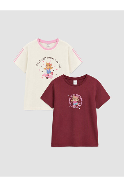 LC Waikiki I Zero Roba Yaka Printed Girl's 2-Pack T-Shirt from Freezen Store