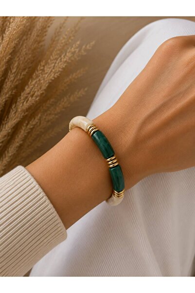 BIJUTERI Gold Detailed Bone Modern Bracelet