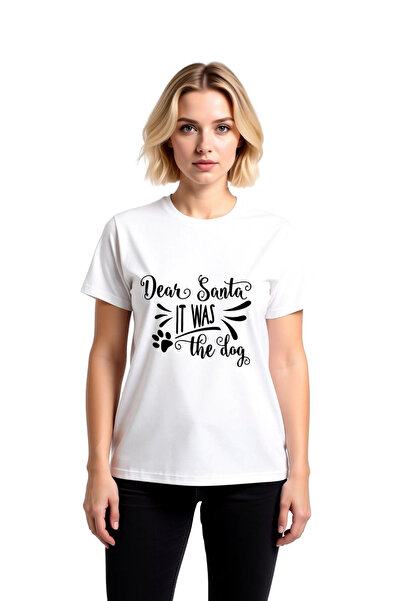 PayBuy Women's Dog Lover Santa Claus Humorous Printed Short Sleeve Relaxed Fi...