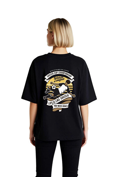 PayBuy Tricou cu imprimeu tematic fotbal pentru femei, supradimensionat, 100%...
