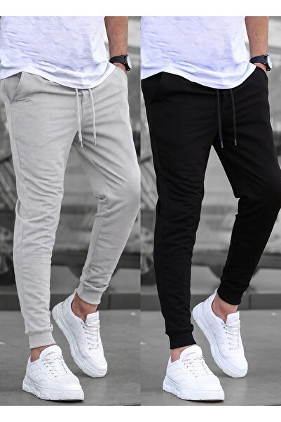 TORUK MAKTO Set of 2 Unisex Ribbed Leg Sweatpants Jogger Comfortable Fit Dail...