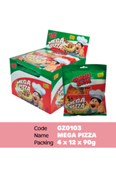 Gummi Zone Jelly Mega Pizza 90g (90g x 12 bucăți) DISPLAY COMPLET 1080g