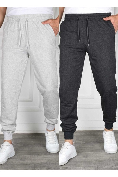 TORUK MAKTO Set of 2 Unisex Ribbed Leg Sweatpants Jogger Comfortable Fit Dail...