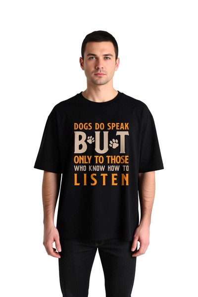 PayBuy Men's Oversize Dog Love Printed T-Shirt with Special Message for Liste...