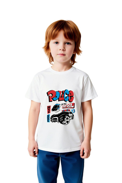 PayBuy Children's Police Patrol Graphic Printed Short Sleeve Round Neck T-Shi...