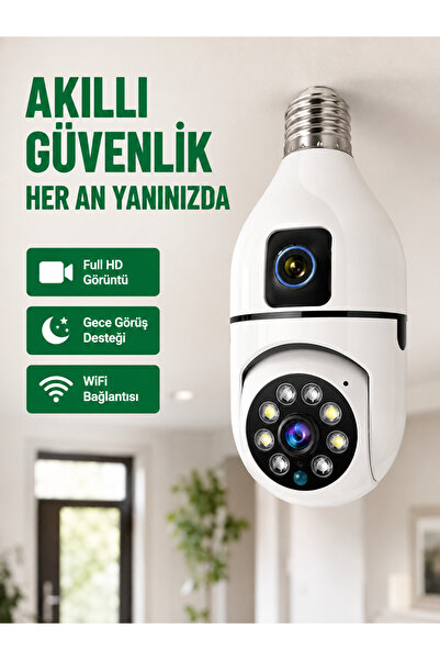 Clevora WiFi Ampul Güvenlik Kamerası 1080P Full HD Gece Görüşlü ve Hareket Al...