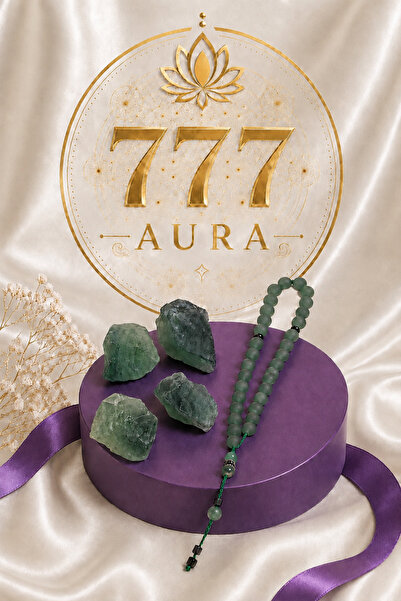 777 AURA 7 7 7 AURA Doğal Yeşim Taşı 33 Lü Mat Yeşil Boncuklu Tespih 4 Parça ...