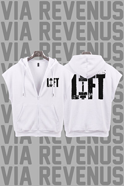 Vordevia Lift Printed Sleeveless Zippered Hooded Sweatshirt Wide Fit 3 Thread...