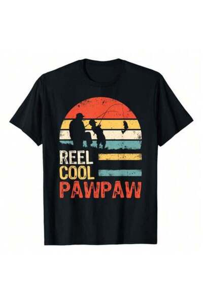 LİNA06 تي شيرت هدايا الأب - Fishing Reel Cool Pawpaw، 220 جرام من القطن الخال...