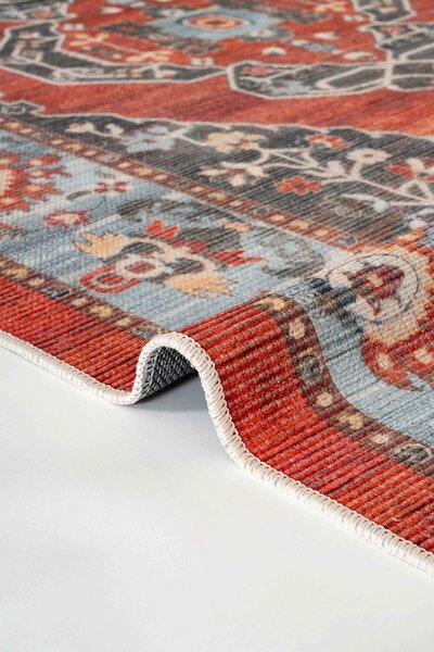 Oriente Home Arvena Serisi Retro Kırmızı Şönil Makine Halısı Kaymaz Taban Salon Halısı 5008