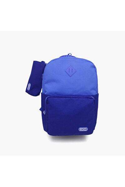 Roco Plain 2-Piece School Backpack Set for 5-8 Yrs with Pencil Case - 17 Inch