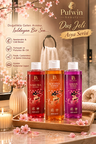 Pufwin Beauty 3 Adet Bitkisel İçerikli Nemlendirici Parfümlü Duş Jeli 400 Ml