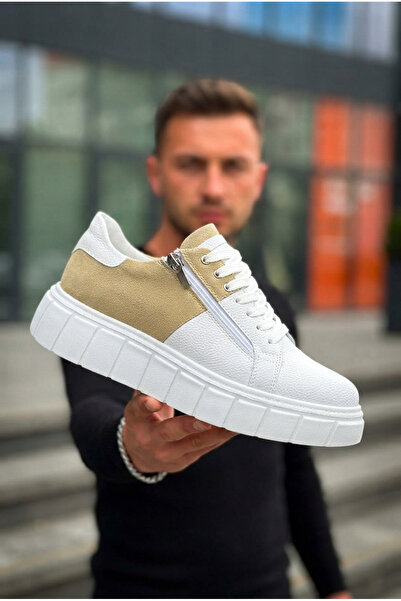 Zerenyus Zrk-X155 Premium Thick Sole White Beige Casual Men's Shoes