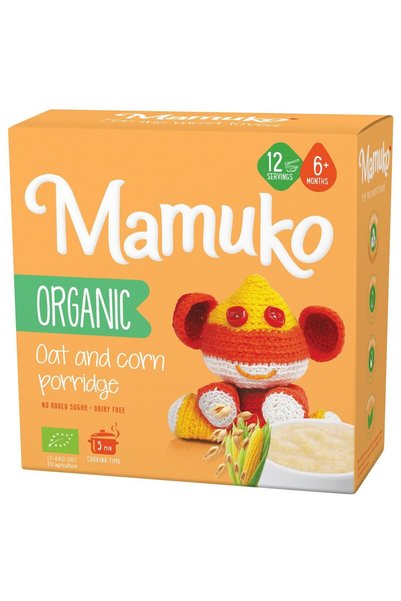 Mamuko Porridge din 2 cereale ovaz si porumb bio, 6+ luni, 200g