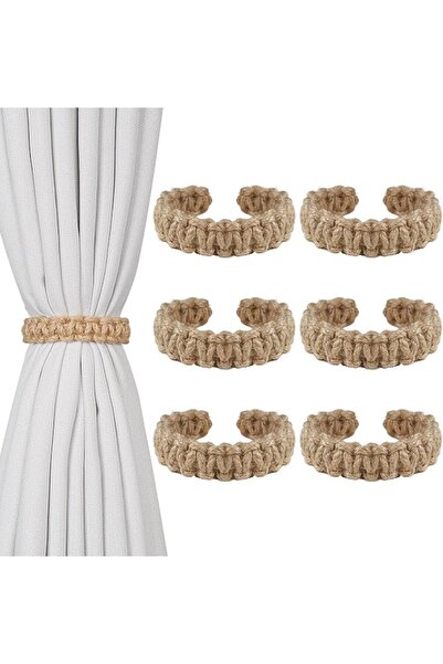 GENERAL 4pcs Wooden Bead Curtain Tiebacks with Tassel (Brown)