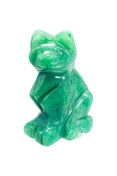 craftmystic Фигурка от зелен авентурин котка 4 см, ръчно изработена от полуск...