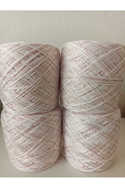 kartopya Nar Çiçeği Simli Beyaz Renkli İtalyan Merserize Koton Örgü İpi 400gr...