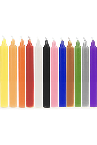 craftmystic Set 12 lumanari colorate fara miros, lungime de 100 mm, pentru ri...