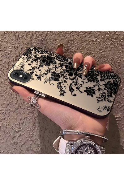 CHICASELUX حافظة أنيقة متوافقة مع هاتف iPhone X/XS بنمط زهور من الدانتيل الأس...